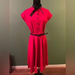 Stop Staring! Retro style Swing Dress - XL - 1940s - Red - Holiday